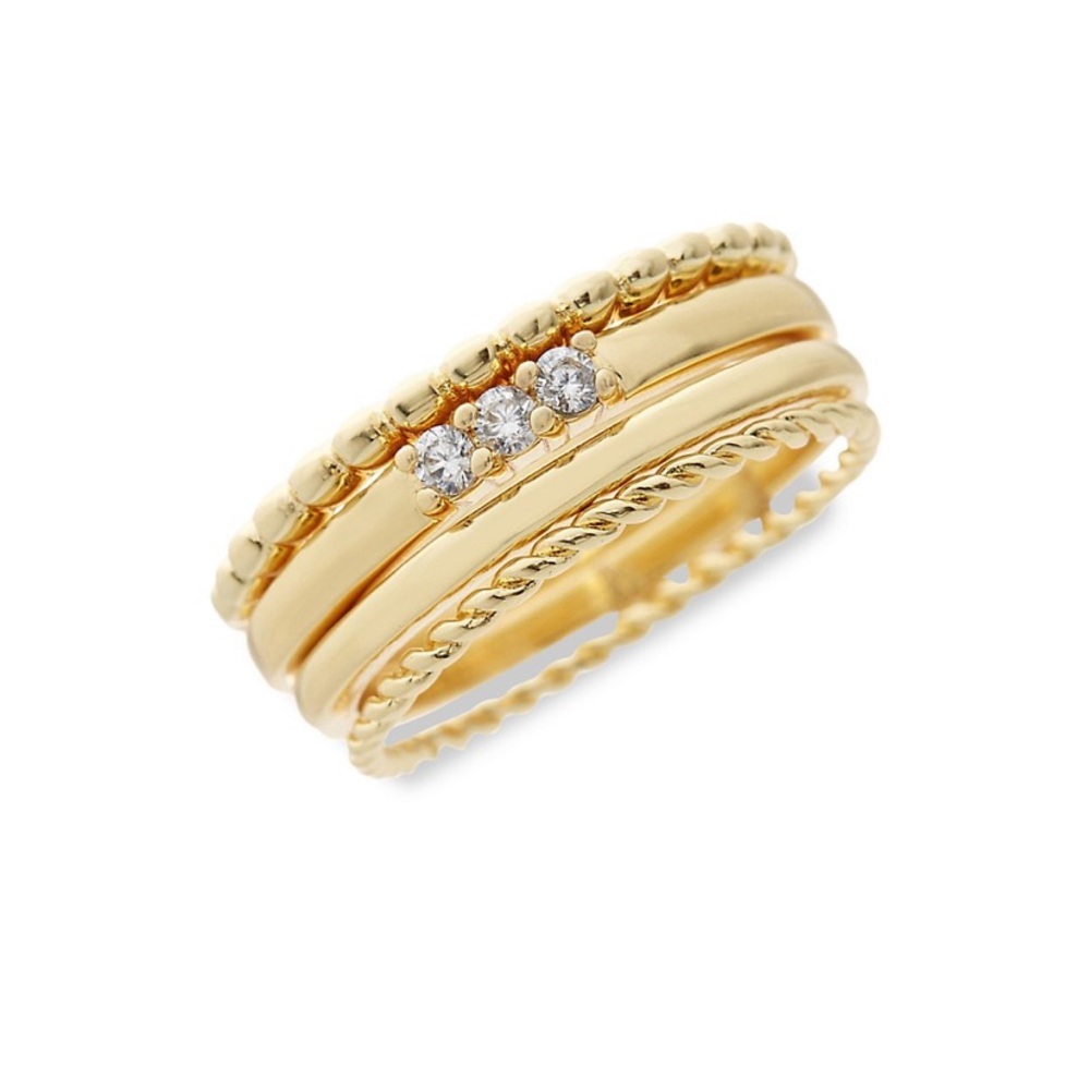 NWT Sterling Forever 14k Goldplated&Crystal Rings